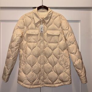 Marine Layer Off-White Quilted Puffer Jacket